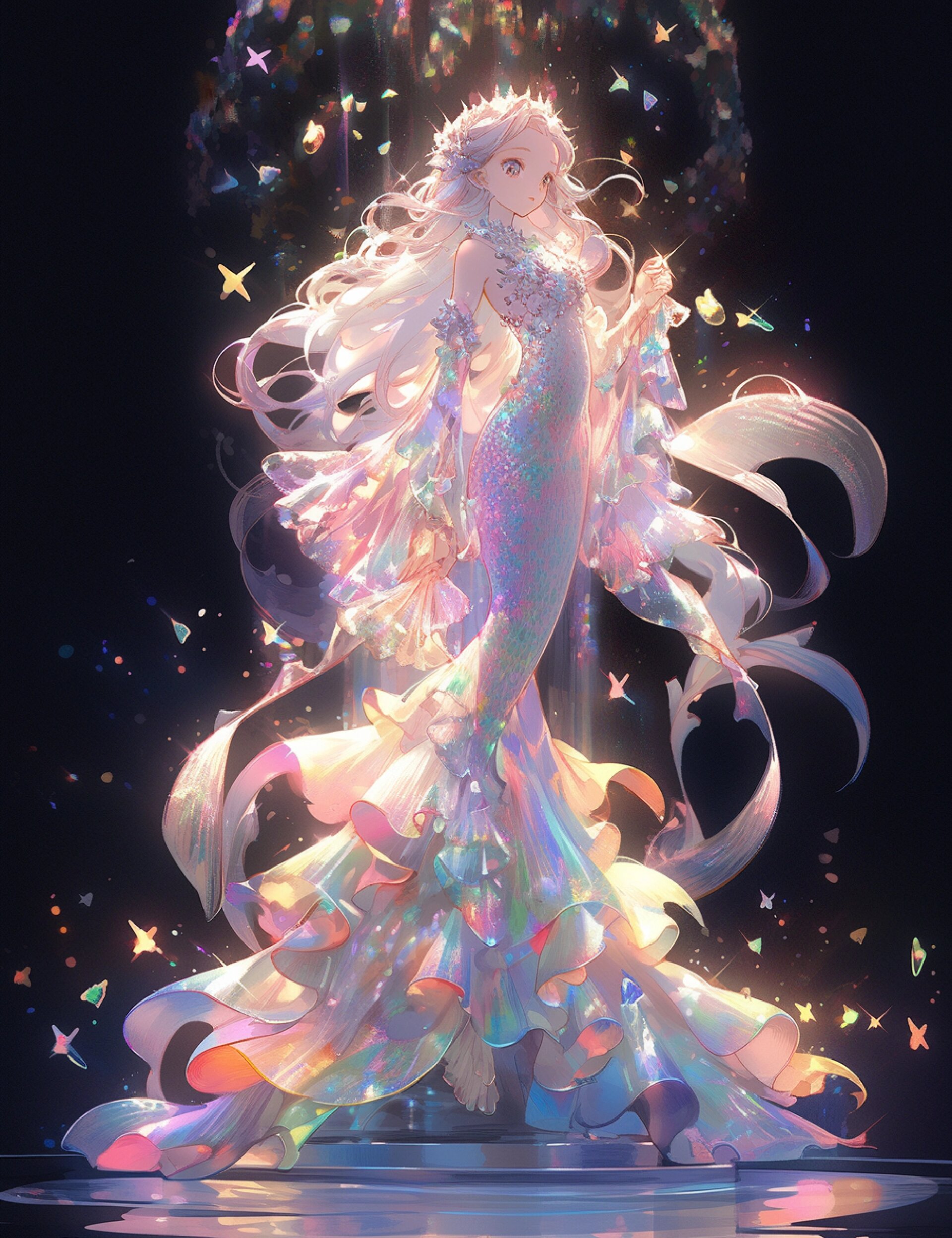 坐着的美人鱼梦幻(坐着的美人鱼简笔画)